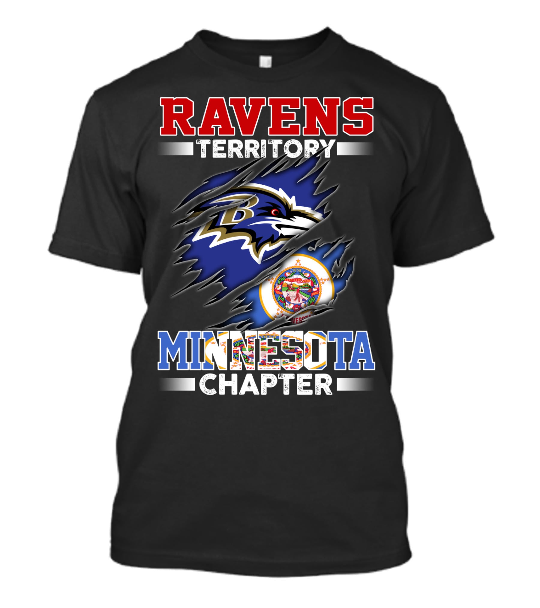 Ravens Territory Minnesota Chapter Nfl Team Logo And State Flag T-Shirt