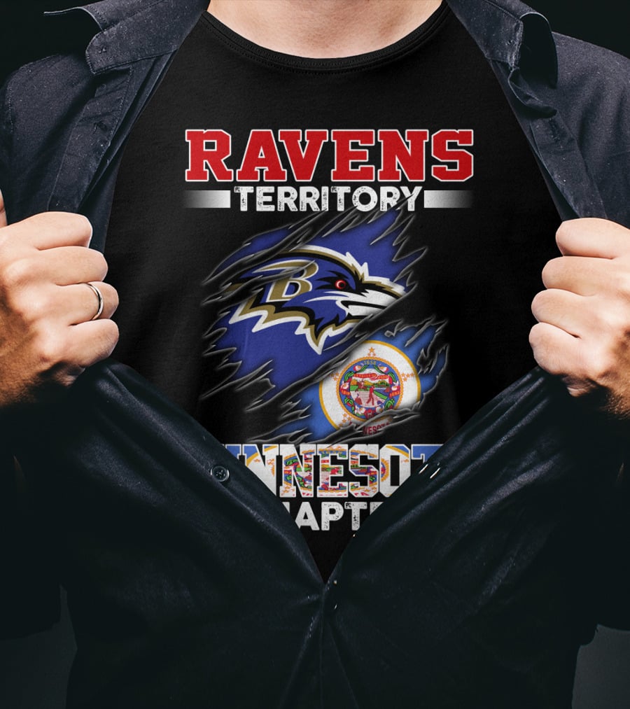 Ravens Territory Minnesota Chapter Nfl Team Logo And State Flag T-Shirt