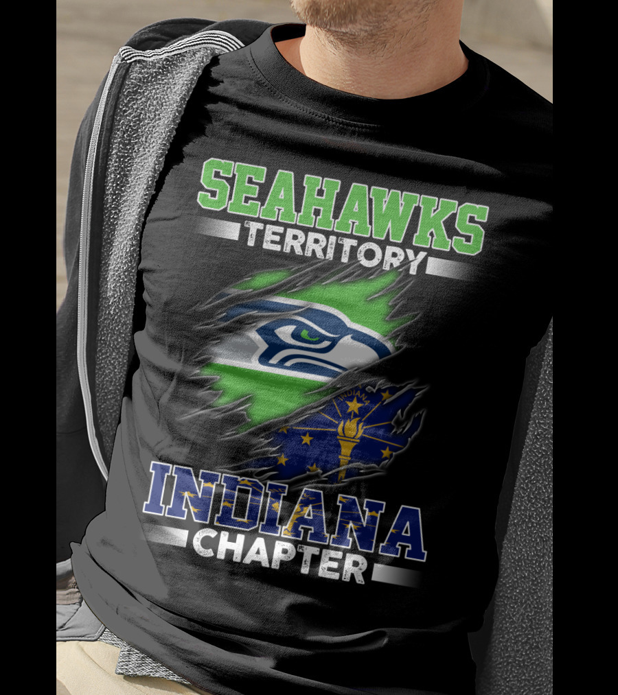 Seahawks Territory Indiana Chapter Flag Emblem Fan T-Shirt