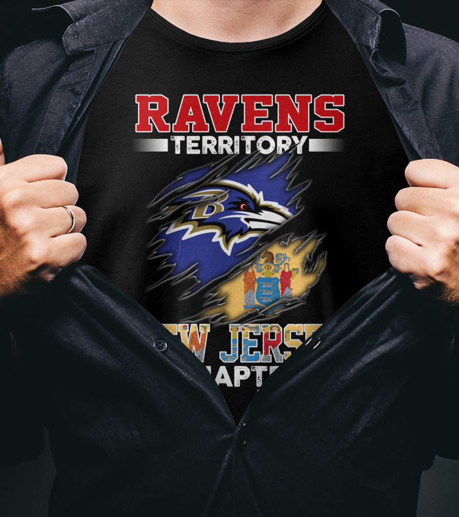 Ravens Territory New Jersey Chapter Ravens Logo New Jersey Flag T-Shirt