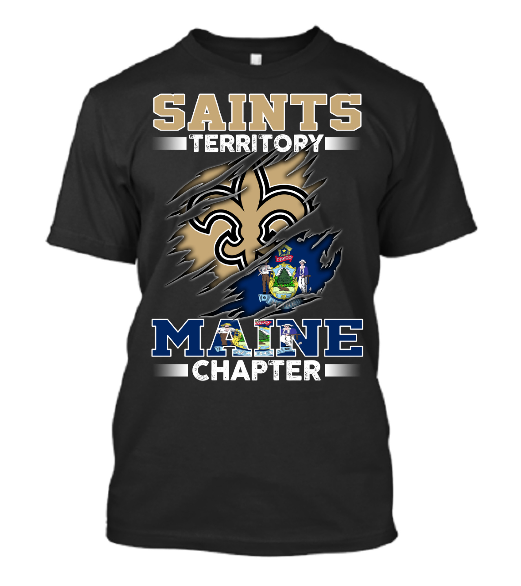 Saints Territory Maine Chapter Fleur-De-Lis And Maine T-Shirt