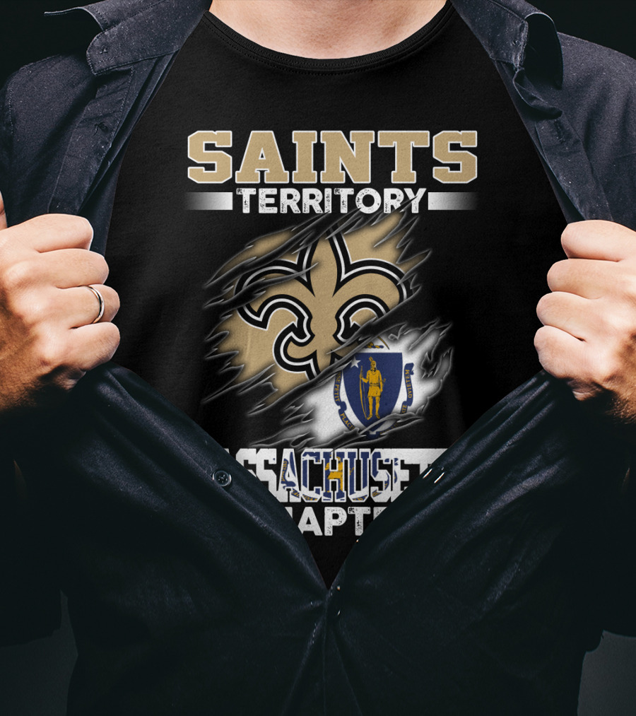 Saints Territory Massachusetts Chapter Fleur-De-Lis Flag T-Shirt