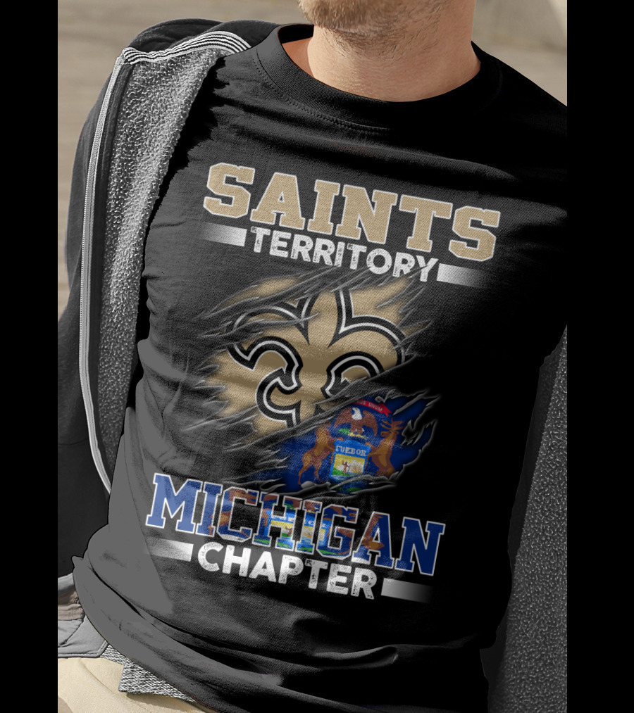 Saints Territory Michigan Chapter Fleur-De-Lis And State Seal T-Shirt