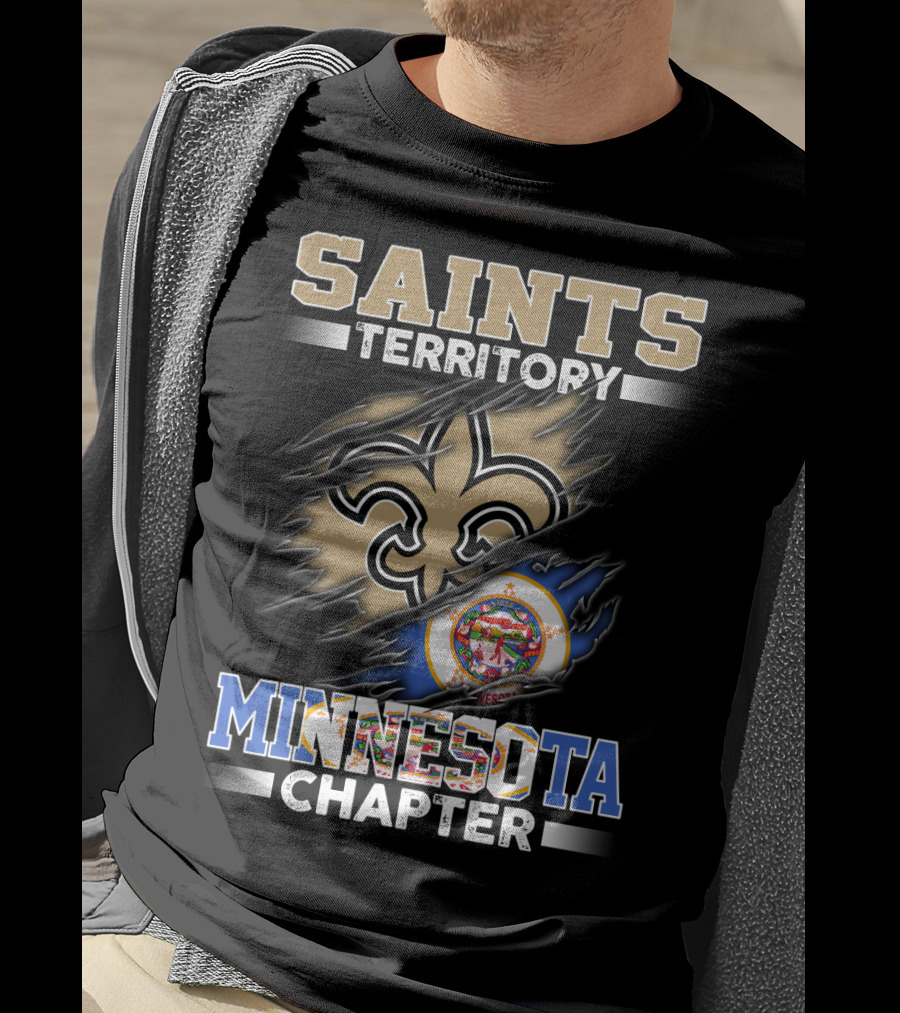 Saints Territory Minnesota Chapter Fleur-De-Lis With Minnesota Flag T-Shirt