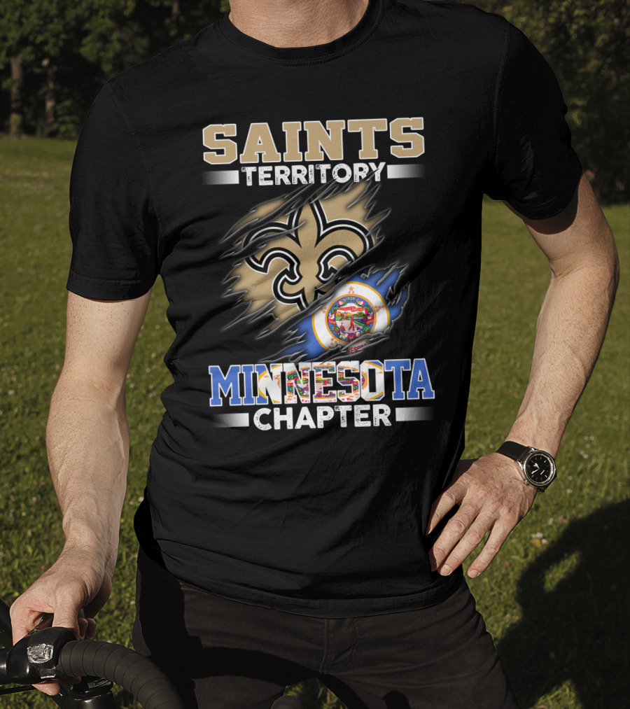 Saints Territory Minnesota Chapter Fleur-De-Lis With Minnesota Flag T-Shirt