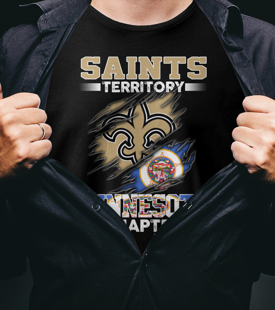 Saints Territory Minnesota Chapter Fleur-De-Lis With Minnesota Flag T-Shirt