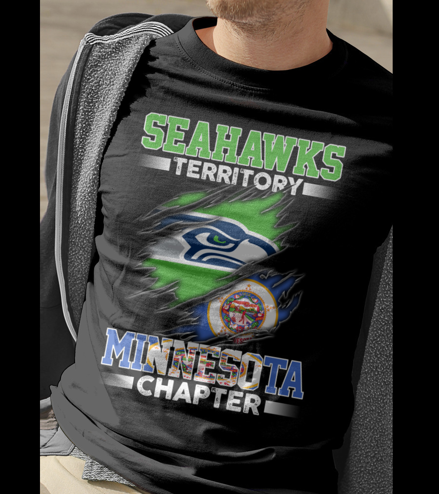 Seahawks Territory Minnesota Chapter Team Logo Flag Combination T-Shirt