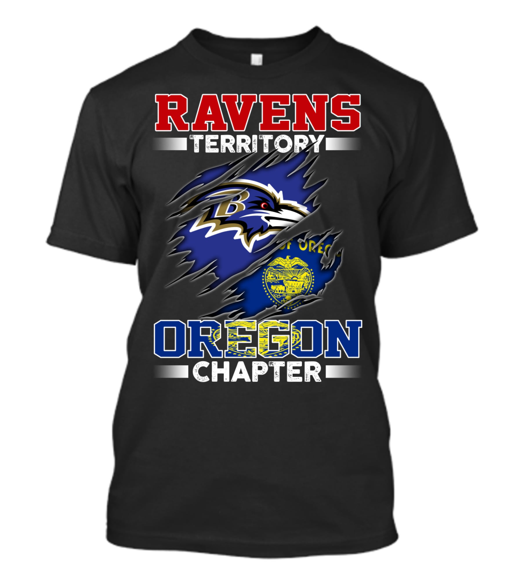 Ravens Territory Oregon Chapter Baltimore Ravens Oregon State Seal T-Shirt