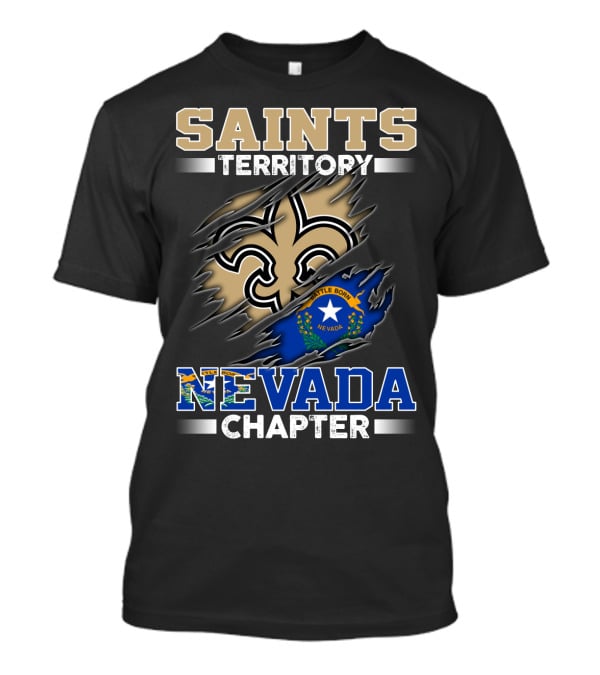 Saints Territory Fleur-De-Lis Nevada Chapter Battle Born Flag T-Shirt