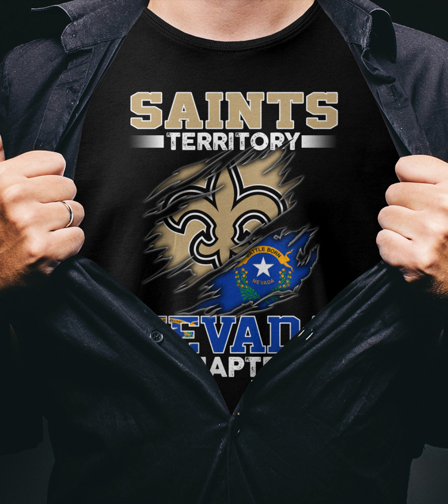 Saints Territory Fleur-De-Lis Nevada Chapter Battle Born Flag T-Shirt