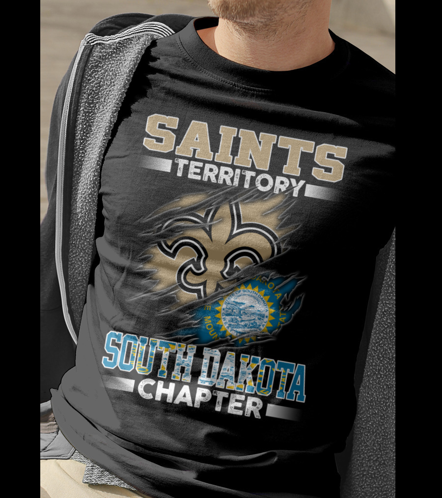 Saints Territory South Dakota Chapter New Orleans Fleur-De-Lis Flag T-Shirt
