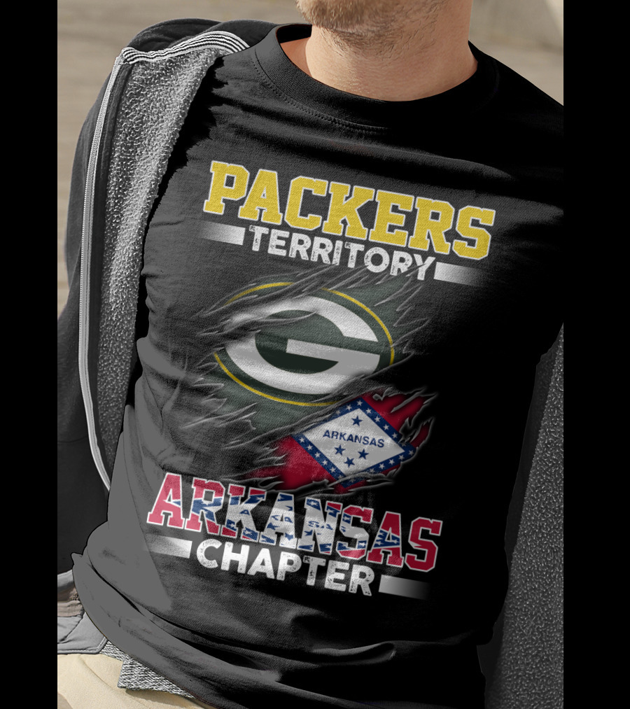 Packers Territory Arkansas Chapter Green Bay Logo Arkansas Flag T-Shirt
