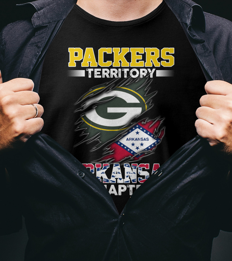 Packers Territory Arkansas Chapter Green Bay Logo Arkansas Flag T-Shirt