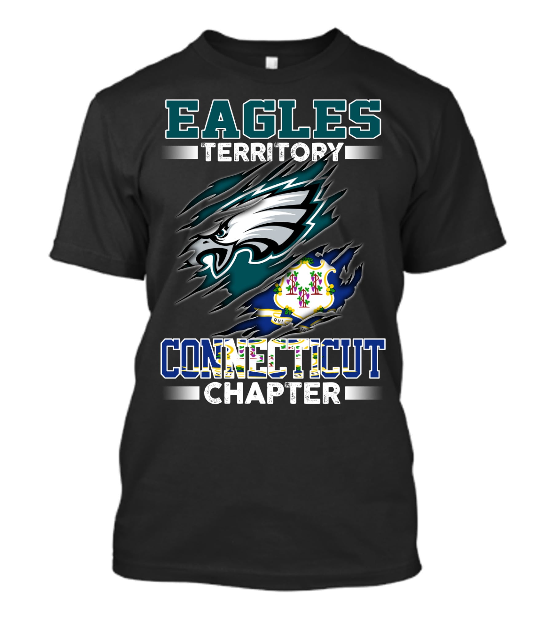 Eagles Territory Connecticut Chapter Logo And State Flag T-Shirt