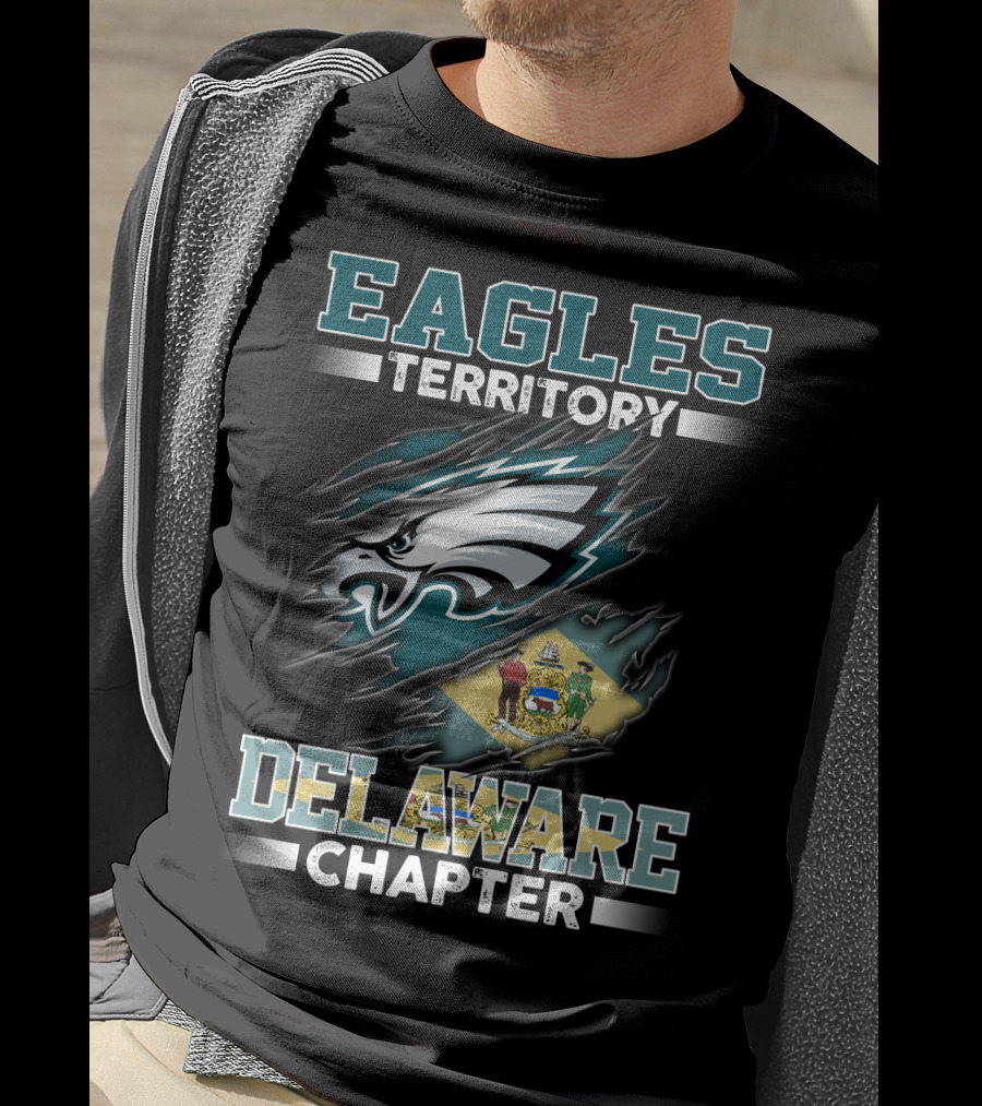 Eagles Territory Delaware Chapter Nfl Team Logo With State Flag T-Shirt