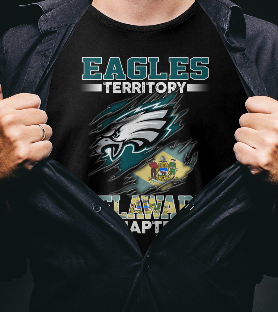 Eagles Territory Delaware Chapter Nfl Team Logo With State Flag T-Shirt