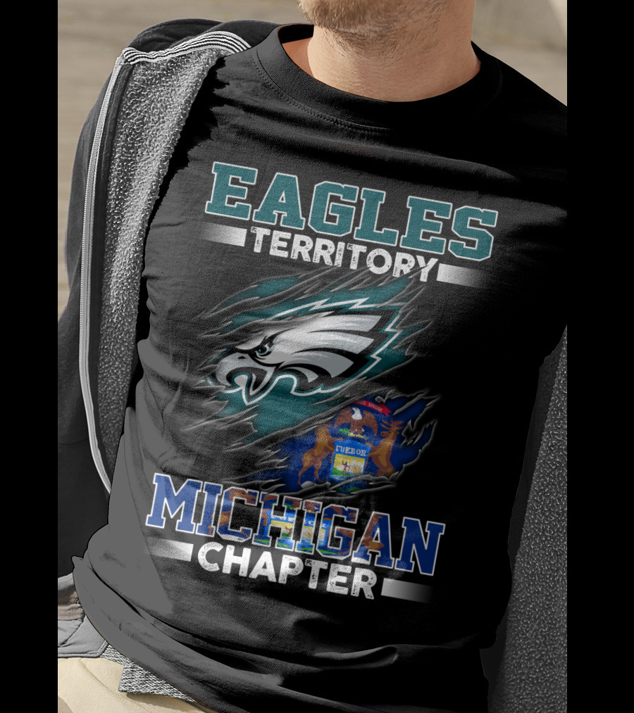Eagles Territory Michigan Chapter Philadelphia Eagles And Michigan State Flag Fusion T-Shirt