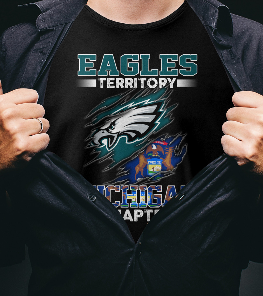 Eagles Territory Michigan Chapter Philadelphia Eagles And Michigan State Flag Fusion T-Shirt