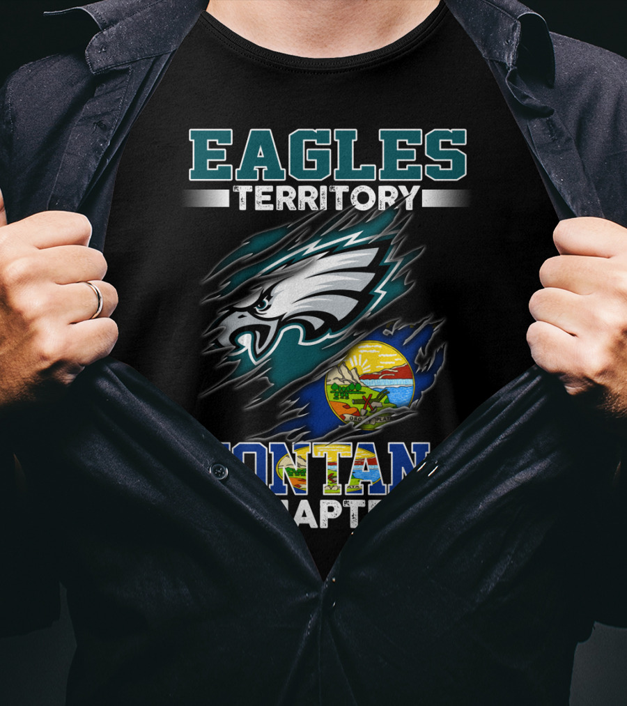 Eagles Territory Montana Chapter Philadelphia Eagles Logo With Montana State Flag Elements T-Shirt