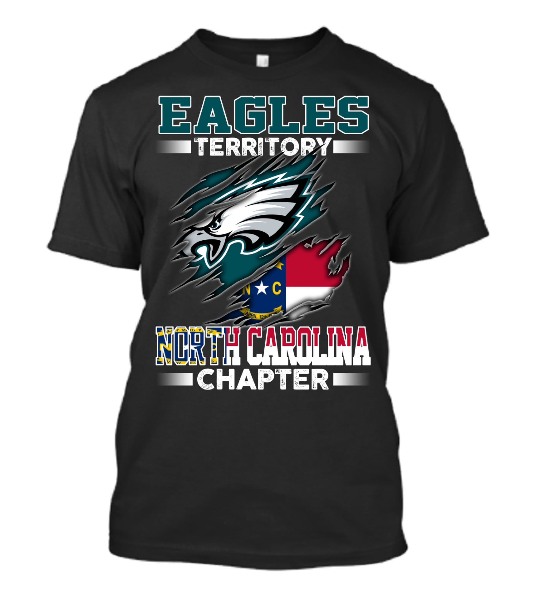Eagles Territory North Carolina Chapter Logo Featuring State Flag And Team T-Shirt