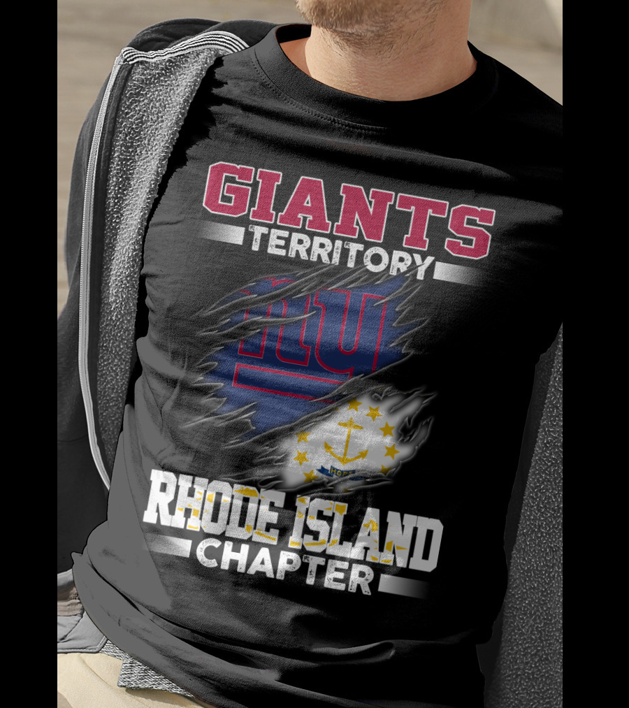GIANTS Territory Rhode Island Chapter NY Blue Rip Flag T-Shirt