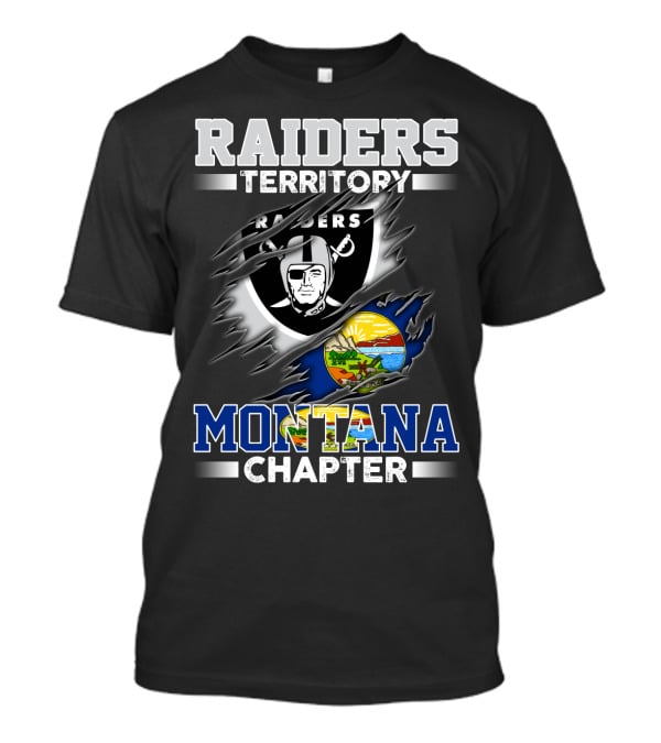 RAIDERS TERRITORY MONTANA CHAPTER Raiders Logo Montana State Flag T-Shirt