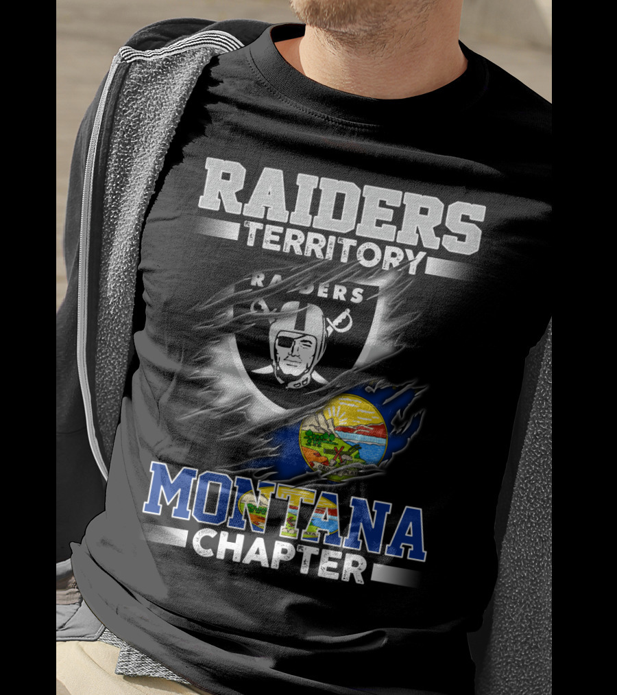RAIDERS TERRITORY MONTANA CHAPTER Raiders Logo Montana State Flag T-Shirt