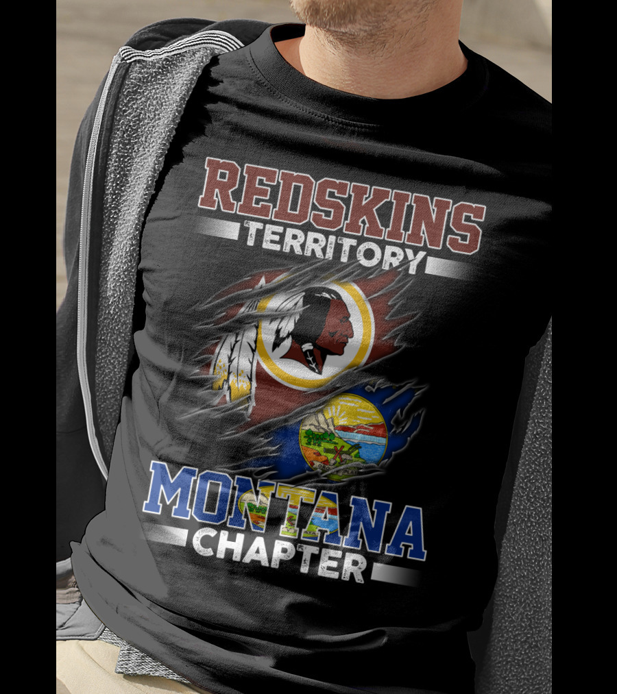 Montana Redskins Territory Chapter Logo And Emblem Rip T-Shirt