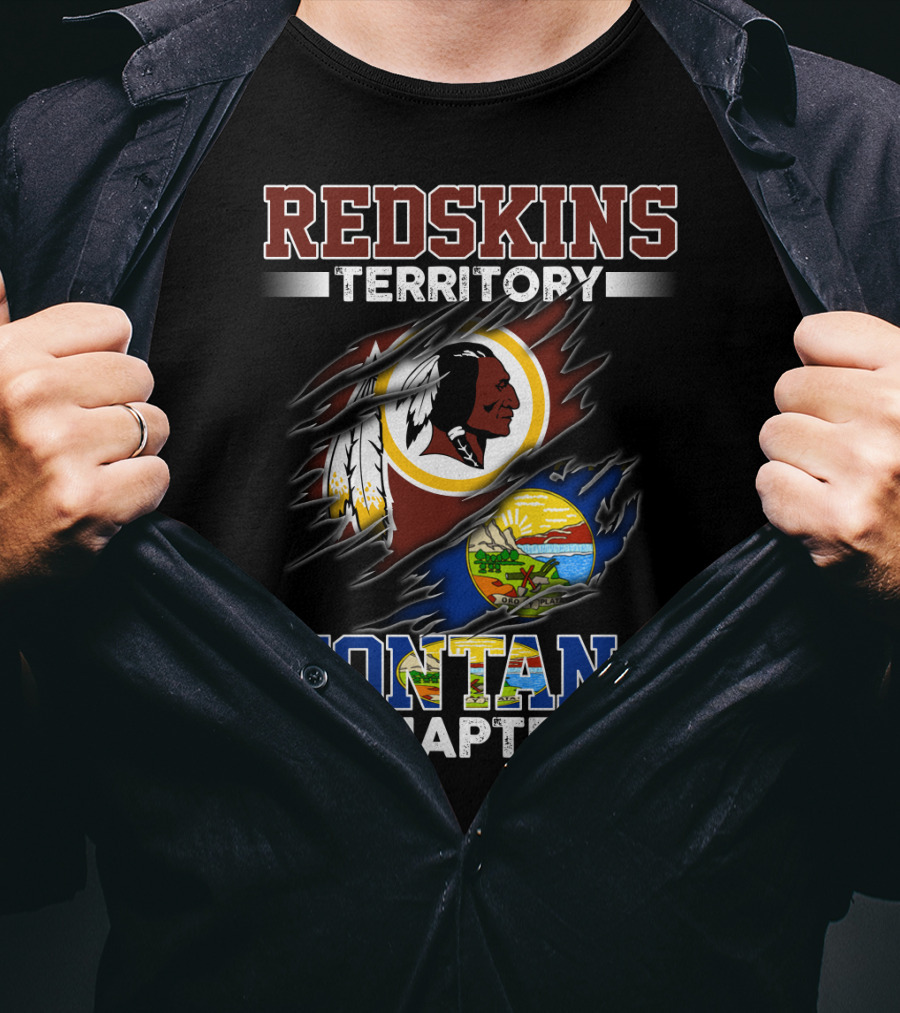 Montana Redskins Territory Chapter Logo And Emblem Rip T-Shirt