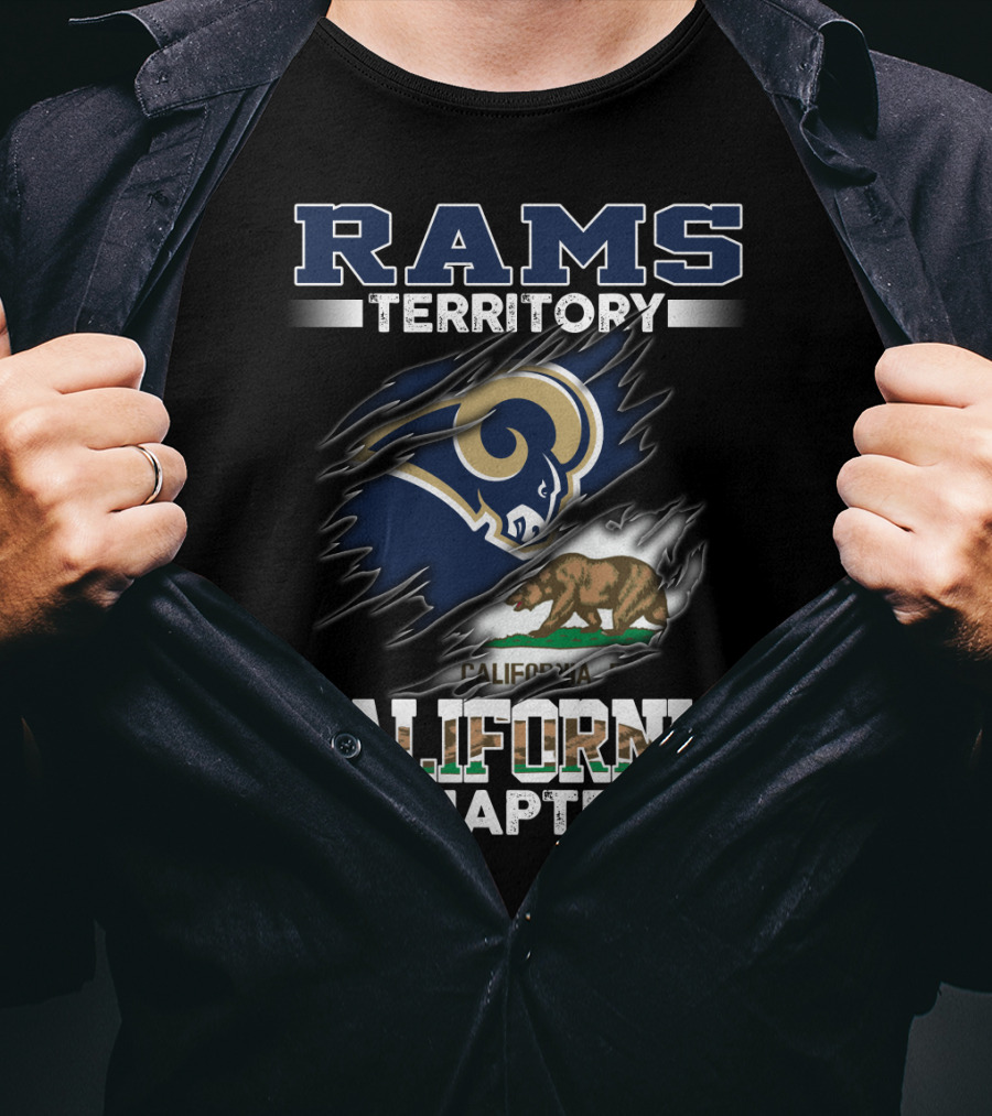 Rams Territory California Chapter Bear Flag Graphic Swirl T-Shirt