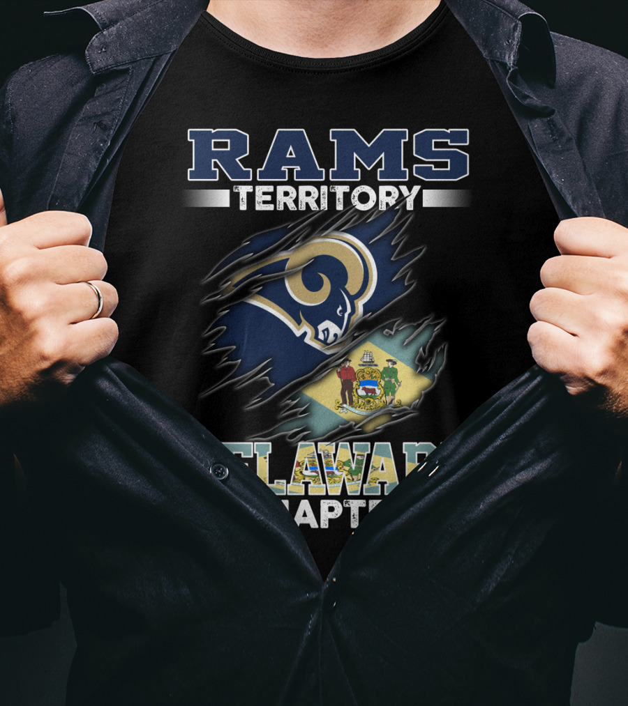 Rams Territory Delaware Chapter Fan Emblem With State Flag And Iconic Team T-Shirt