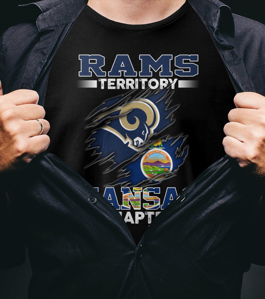 Rams Territory Kansas Chapter Nfl Team Logo With Kansas State Seal T-Shirt