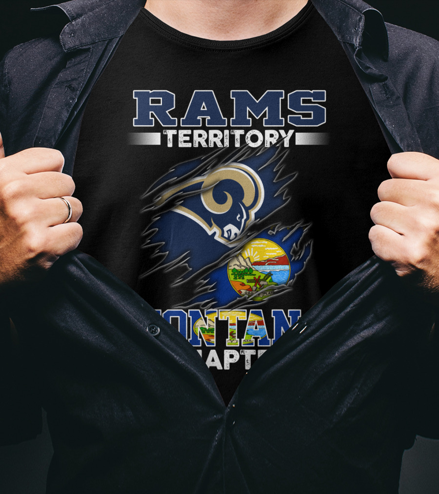 Rams Territory Montana Chapter Football Team Fan Club With Montana State Seal Elements T-Shirt