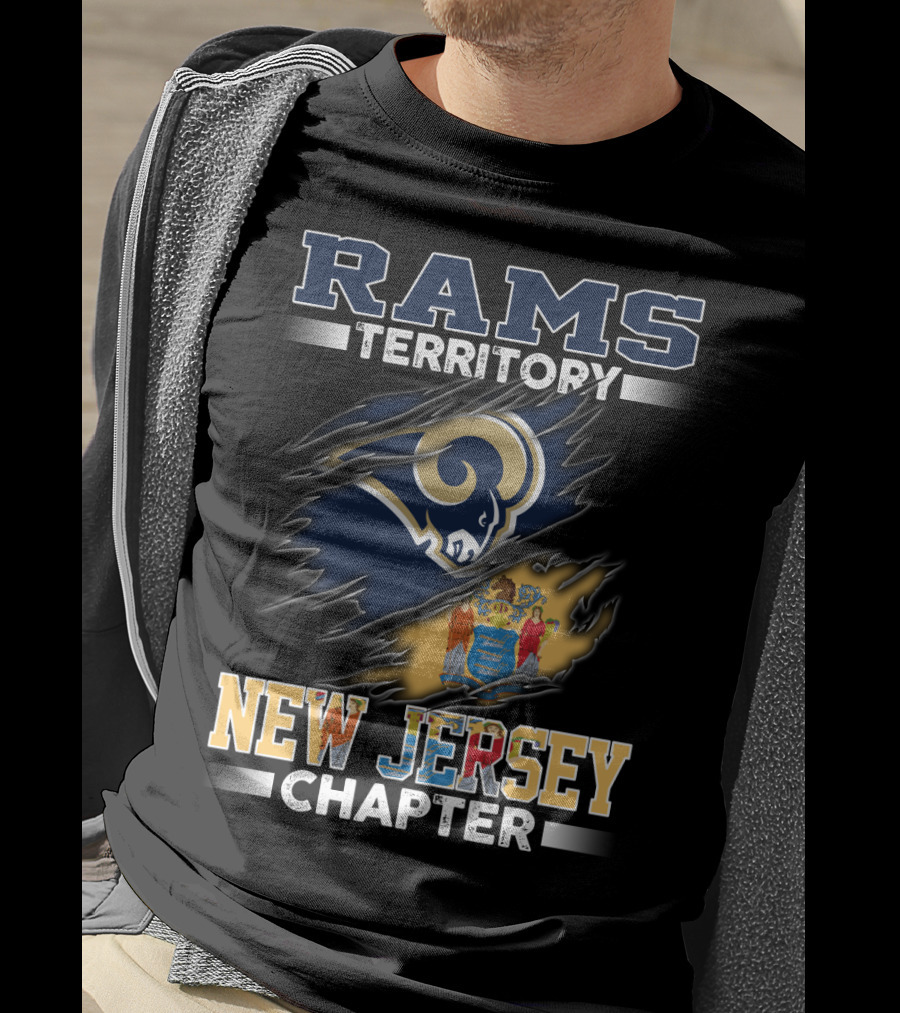 Rams Territory New Jersey Chapter Logo With State Flag T-Shirt