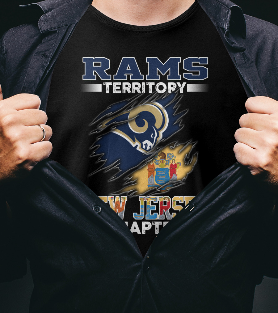 Rams Territory New Jersey Chapter Logo With State Flag T-Shirt