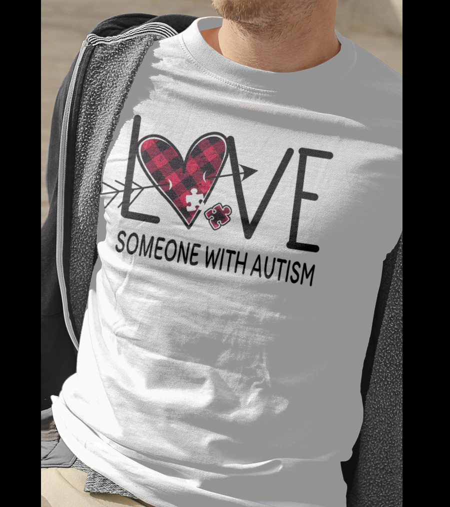 LOVE Someone With Autism Heart Puzzle T-Shirt
