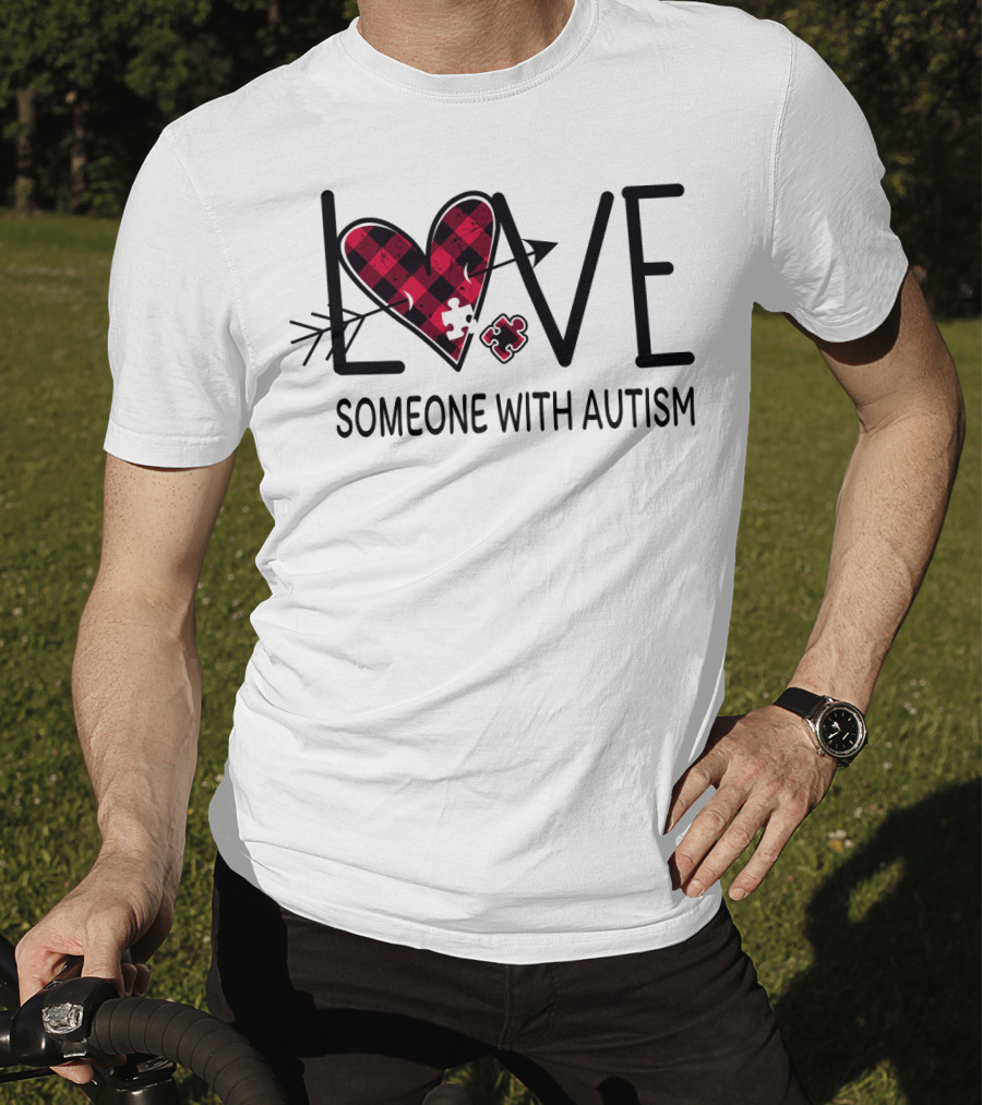 LOVE Someone With Autism Heart Puzzle T-Shirt