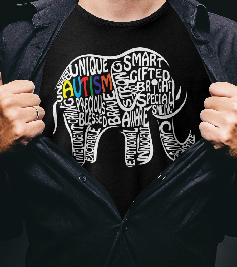 Autism Unique Smart Fun Caring Precious Brave Aware Curious T-Shirt