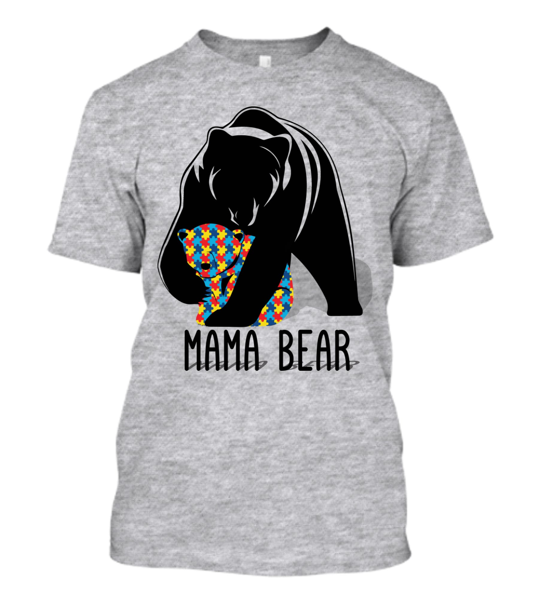 Mama Bear Autism Puzzle Bear Hug T-Shirt