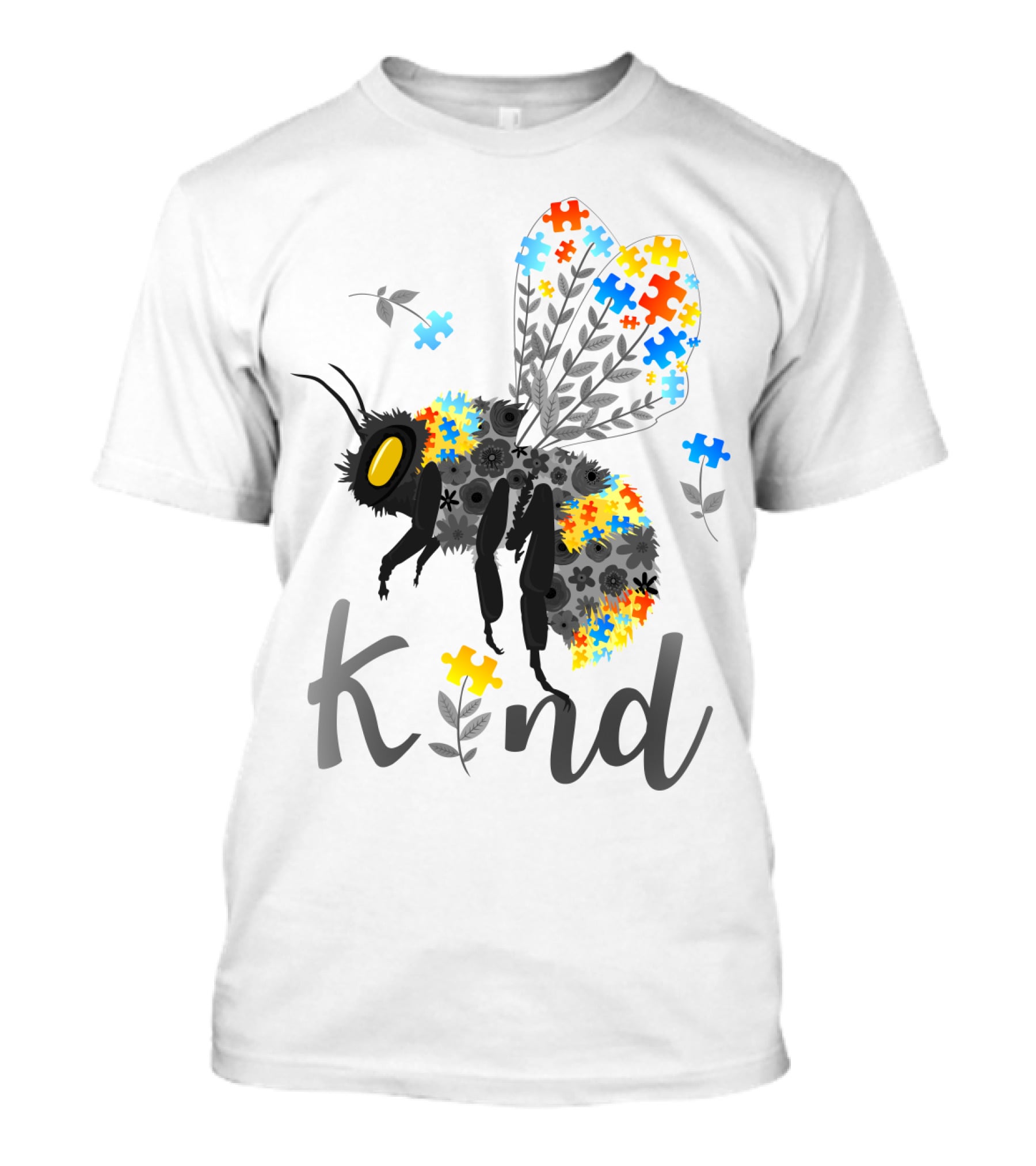 Kind Bee Puzzle Autism Awareness T-Shirt