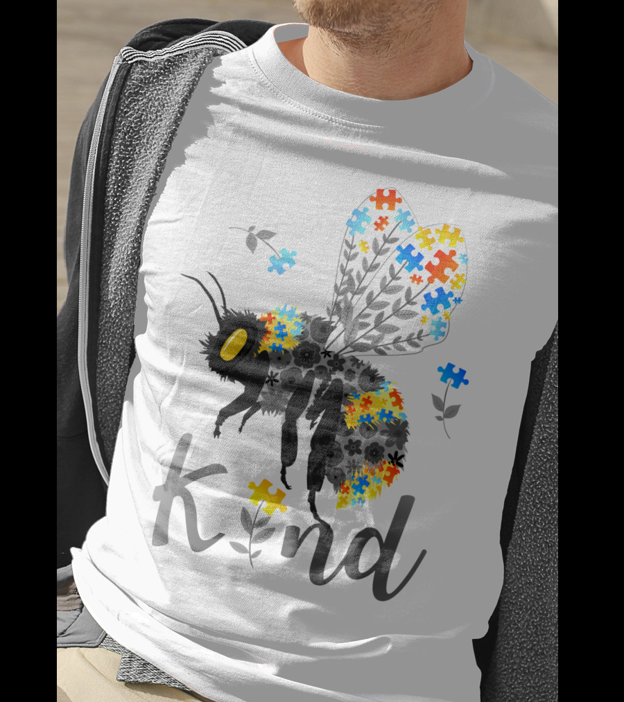 Kind Bee Puzzle Autism Awareness T-Shirt