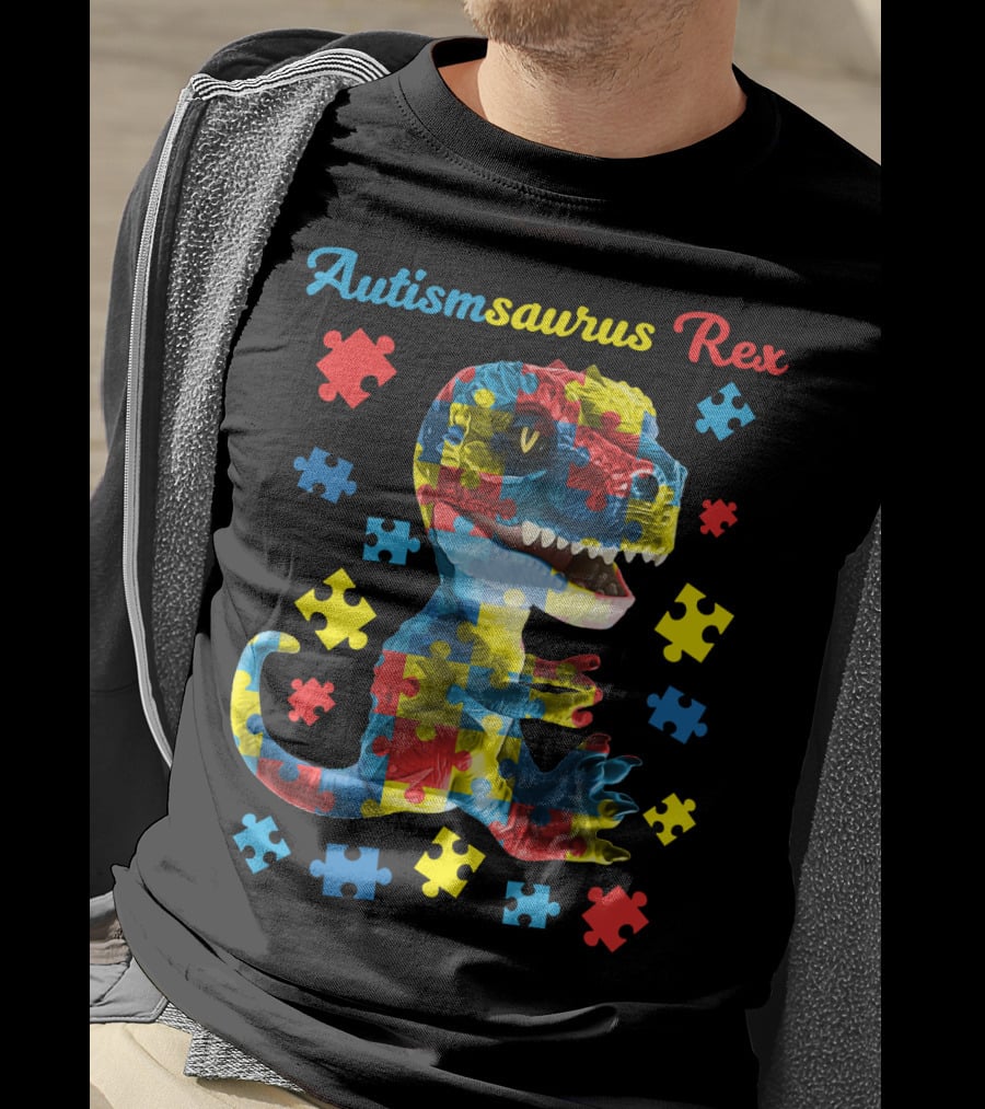 Autismsaurus Rex Dinosaur Puzzle Piece T-Shirt