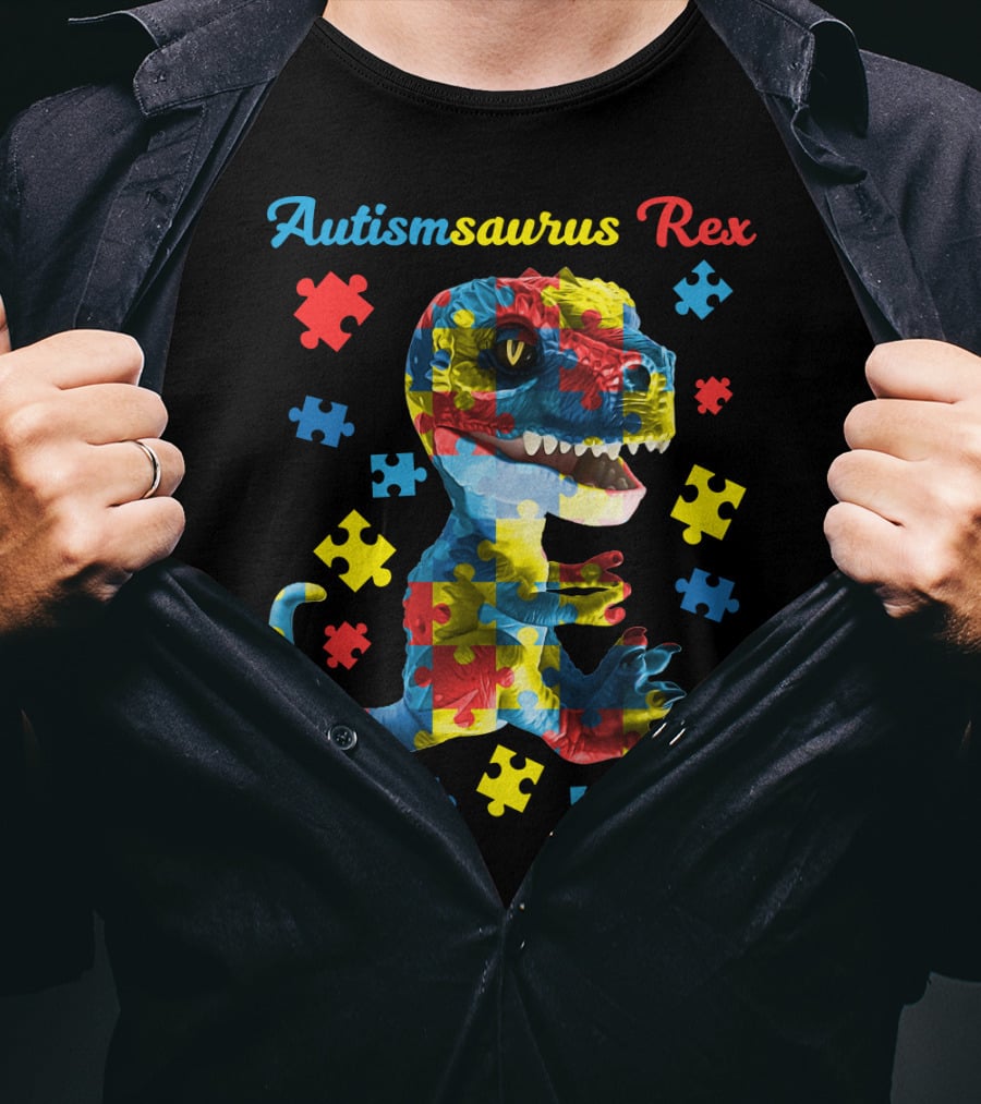 Autismsaurus Rex Dinosaur Puzzle Piece T-Shirt