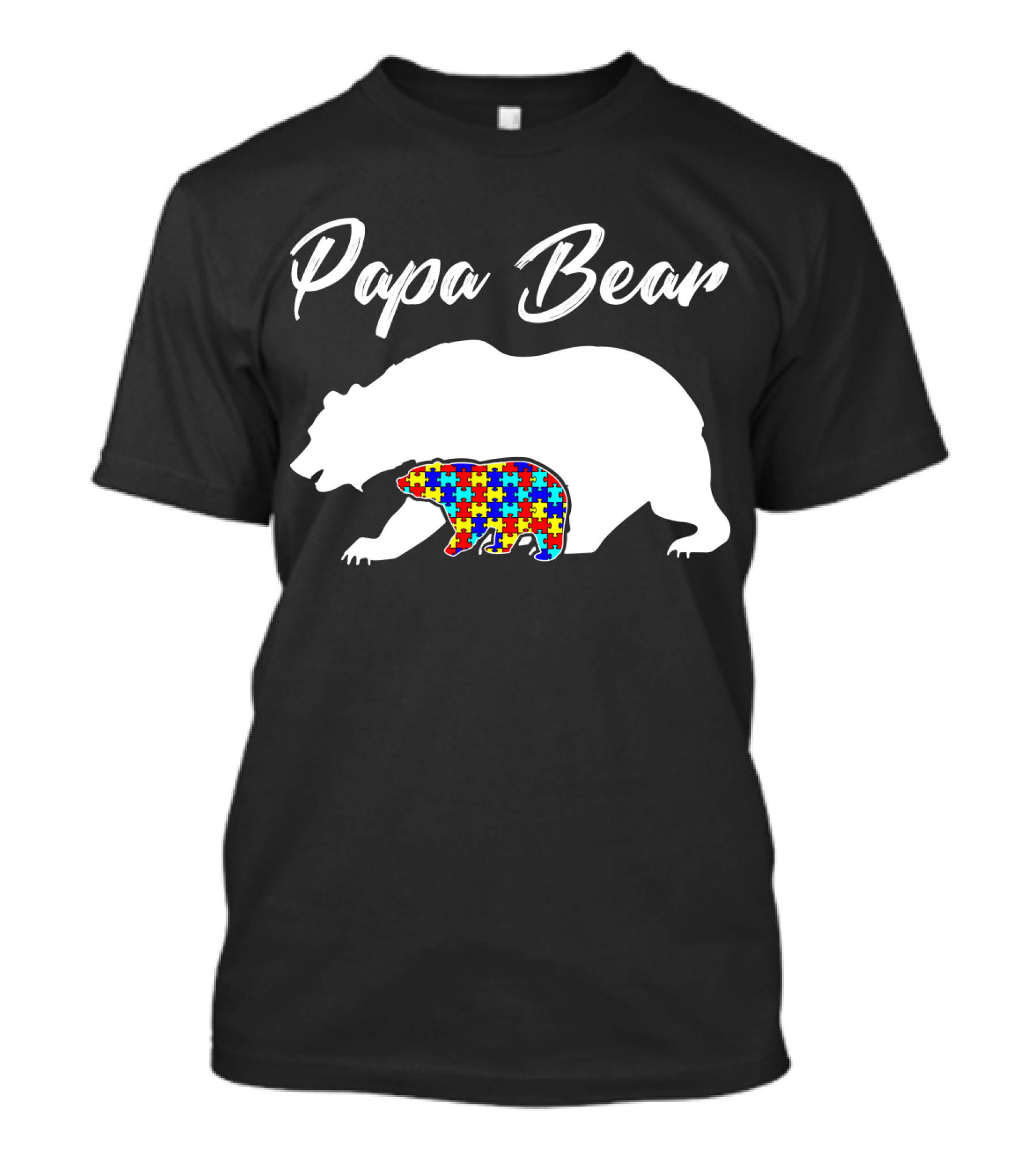 Papa Bear Autism Puzzle Bear T-Shirt