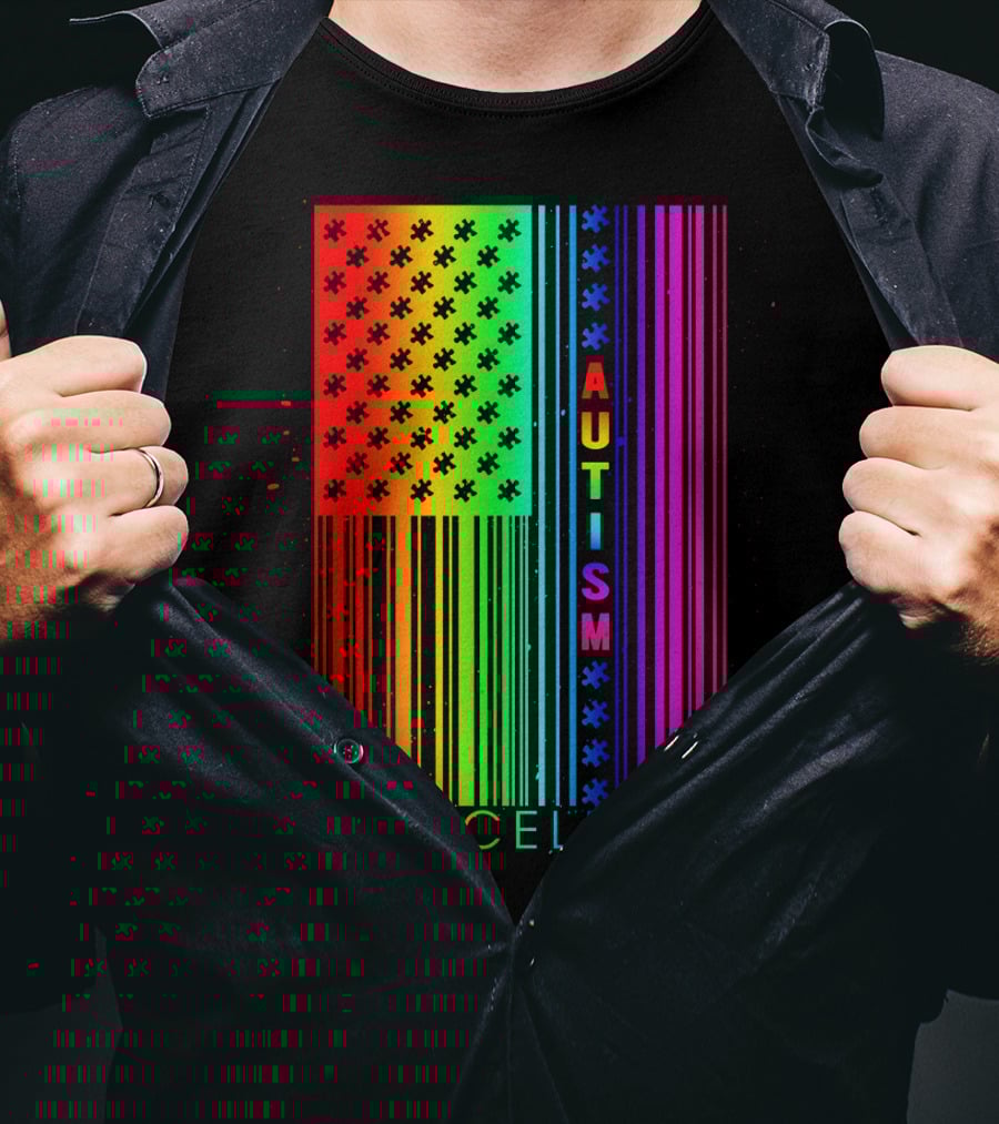 Autism Priceless Rainbow Barcode Flag T-Shirt
