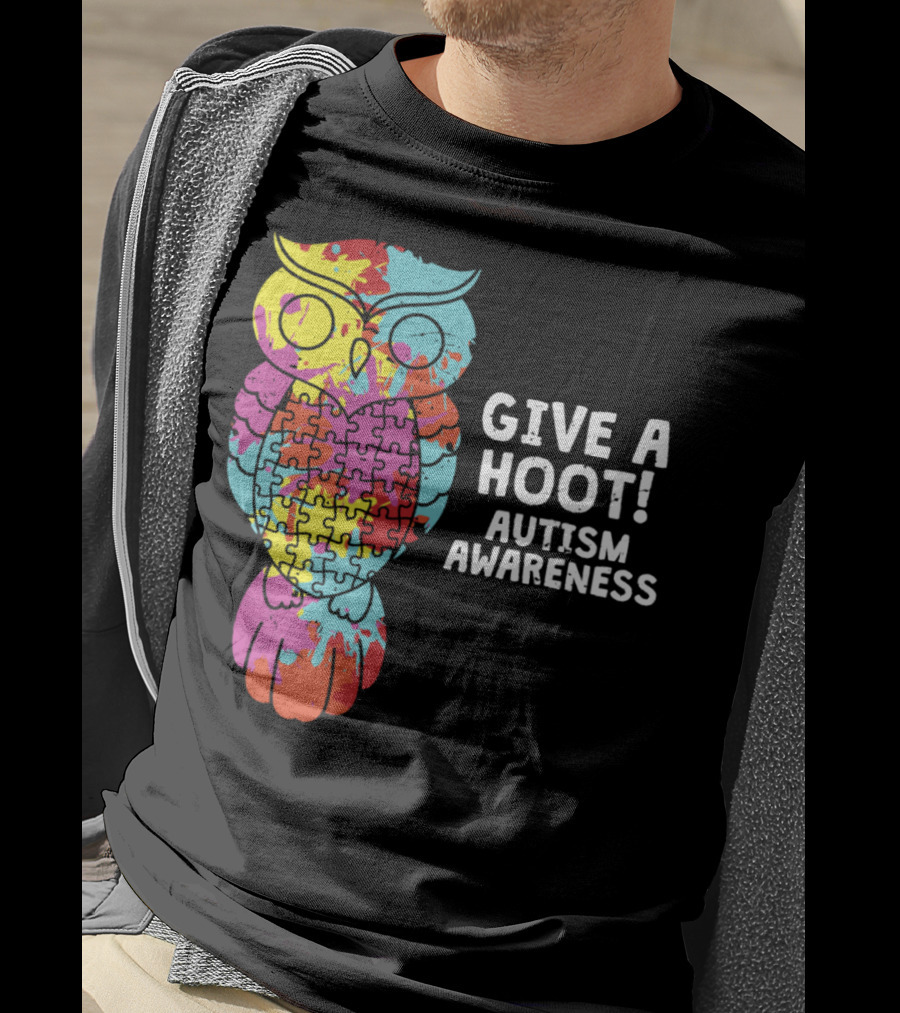 Give A Hoot Puzzle Owl Autism Awareness T-Shirt
