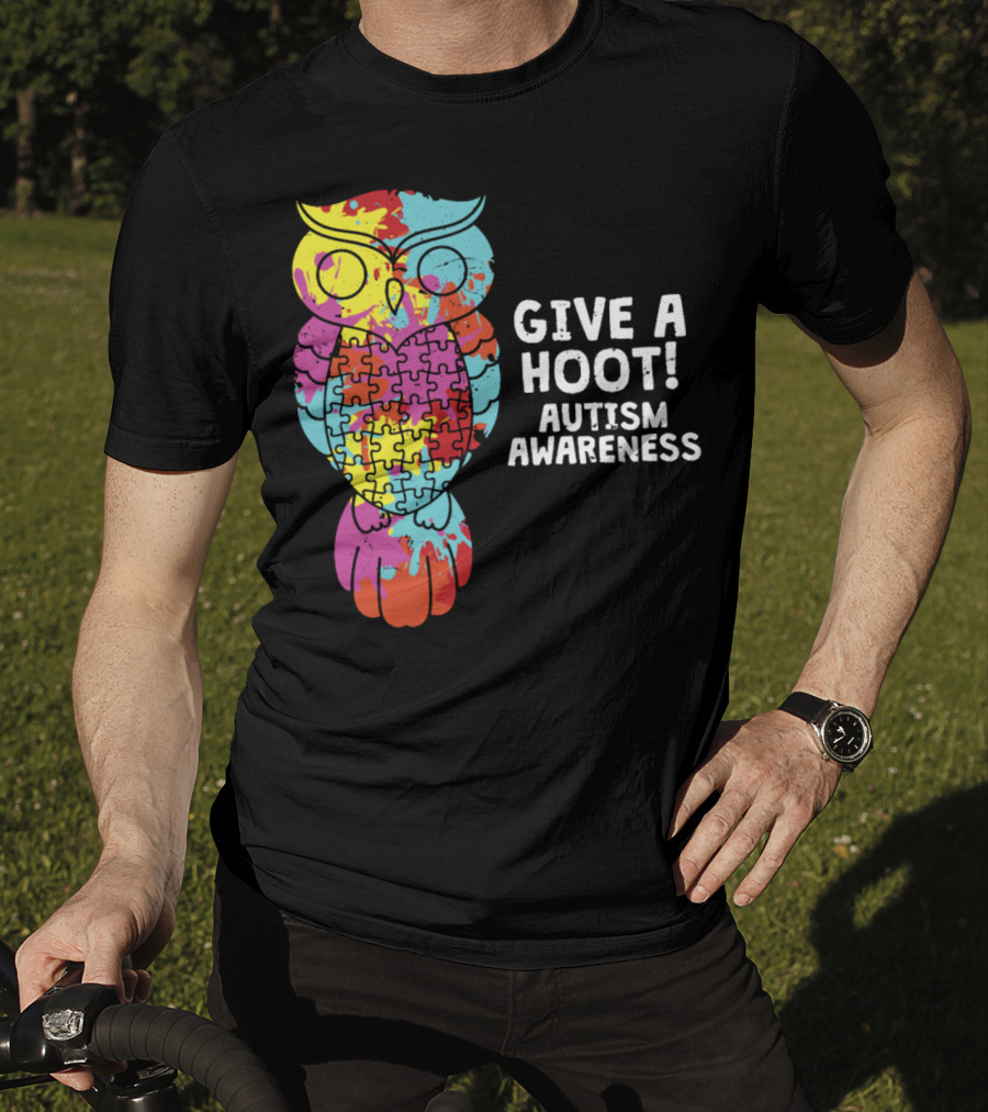 Give A Hoot Puzzle Owl Autism Awareness T-Shirt