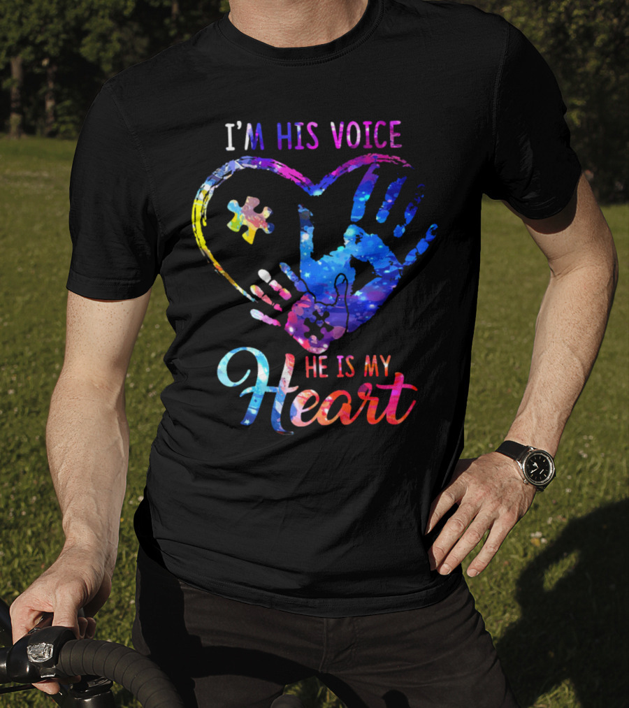I'm His Voice He Is My Heart Puzzle Heart Hands T-Shirt