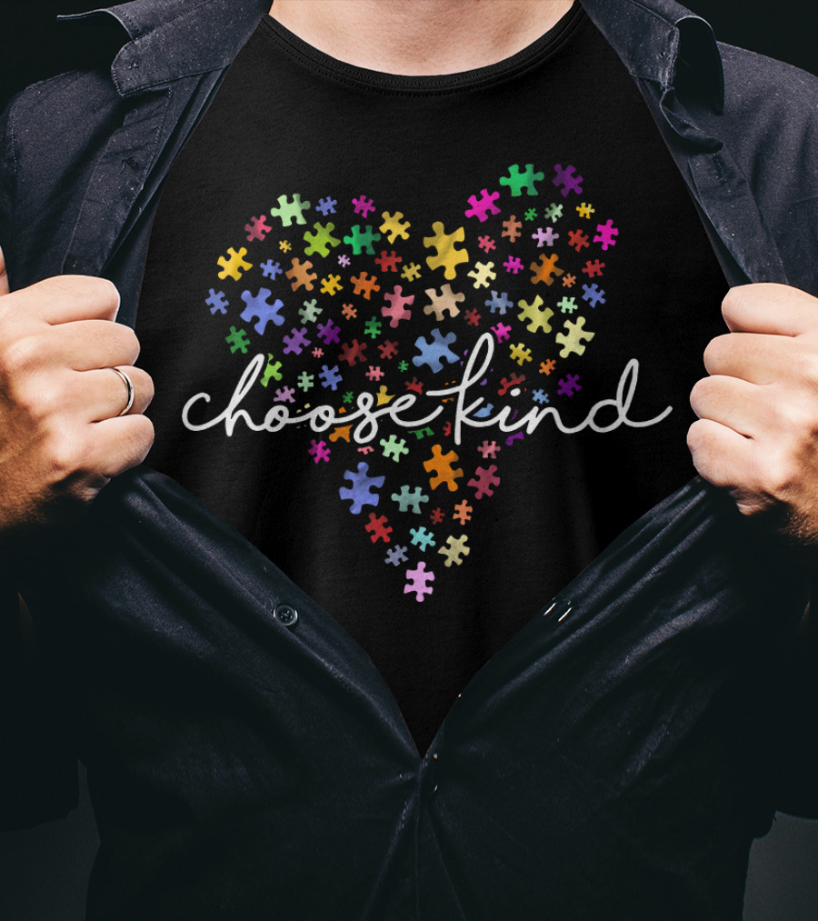 Choose Kind Autism Heart Puzzle Pieces T-Shirt