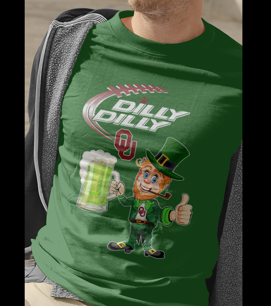 Dilly Dilly OU Football Green Beer Leprechaun T-Shirt